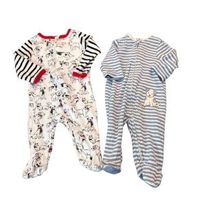 Little Me Black and White Dog Print Footies